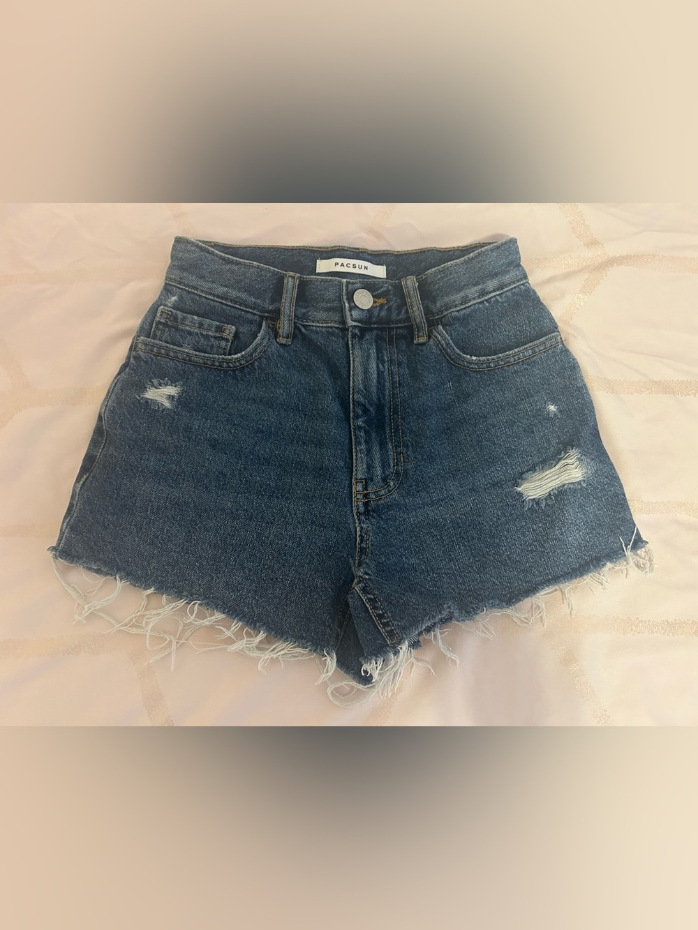 PacSun Dark Blue Distressed Denim Cutoff Shorts